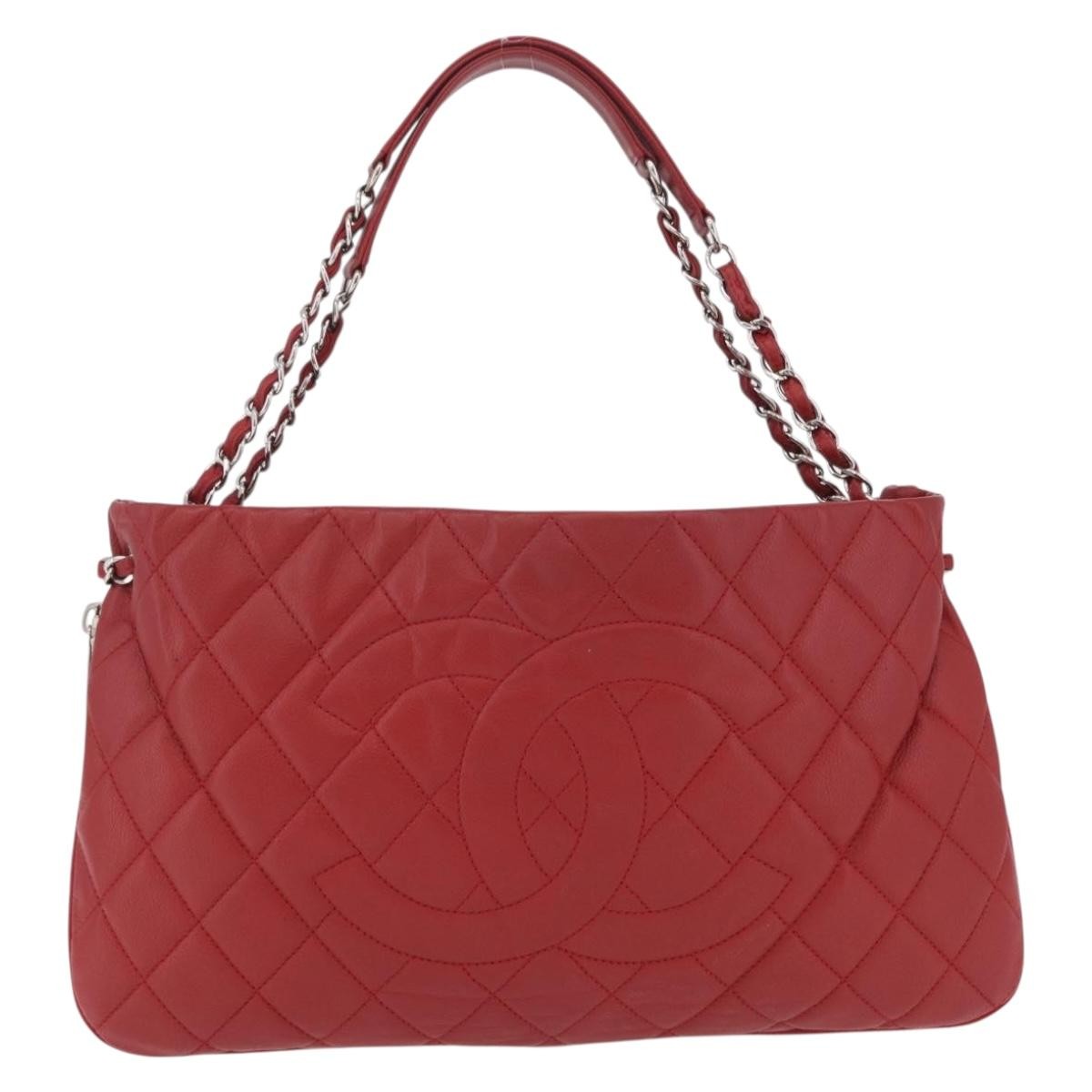 Chanel Timeless Cc Expandable Quilted Caviar Red Leather Tote Bag Bag (Pre-Owned)