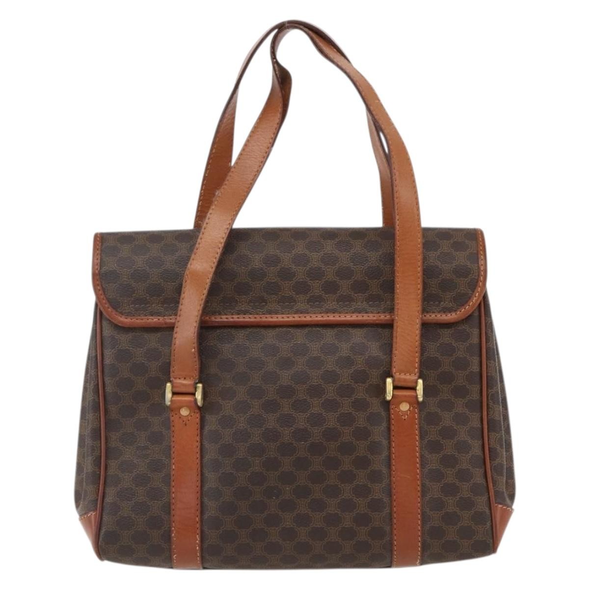 Celine Vintage Macadam Canvas And Leather Brown Canvas Handbag (Pre-Owned)