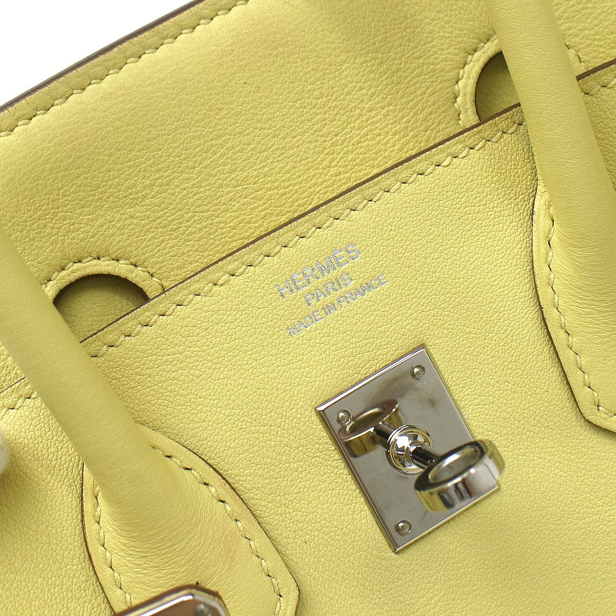 Hermes Birkin Yellow Swift With Palladium Hardware Yellow Leather Handbag (Pre-Owned)