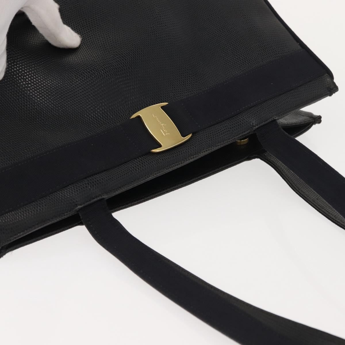Salvatore Ferragamo Vala Tote Leather Navy Leather Tote Bag Bag (Pre-Owned)