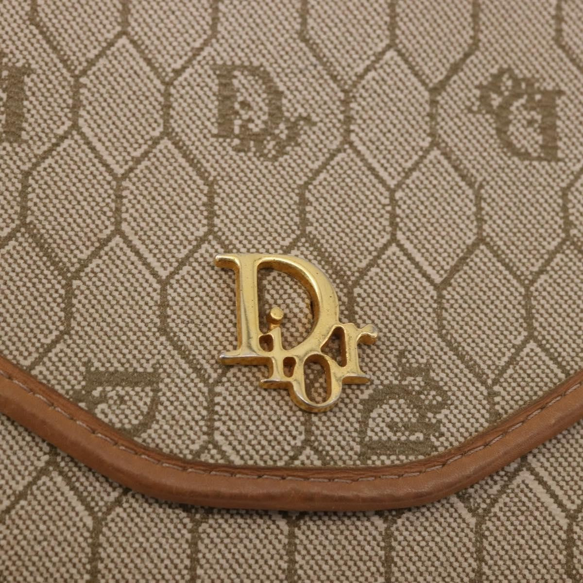 Christian Dior Vintage Honeycomb Chain Canvas Beige Canvas Shoulder Bag Bag (Pre-Owned)