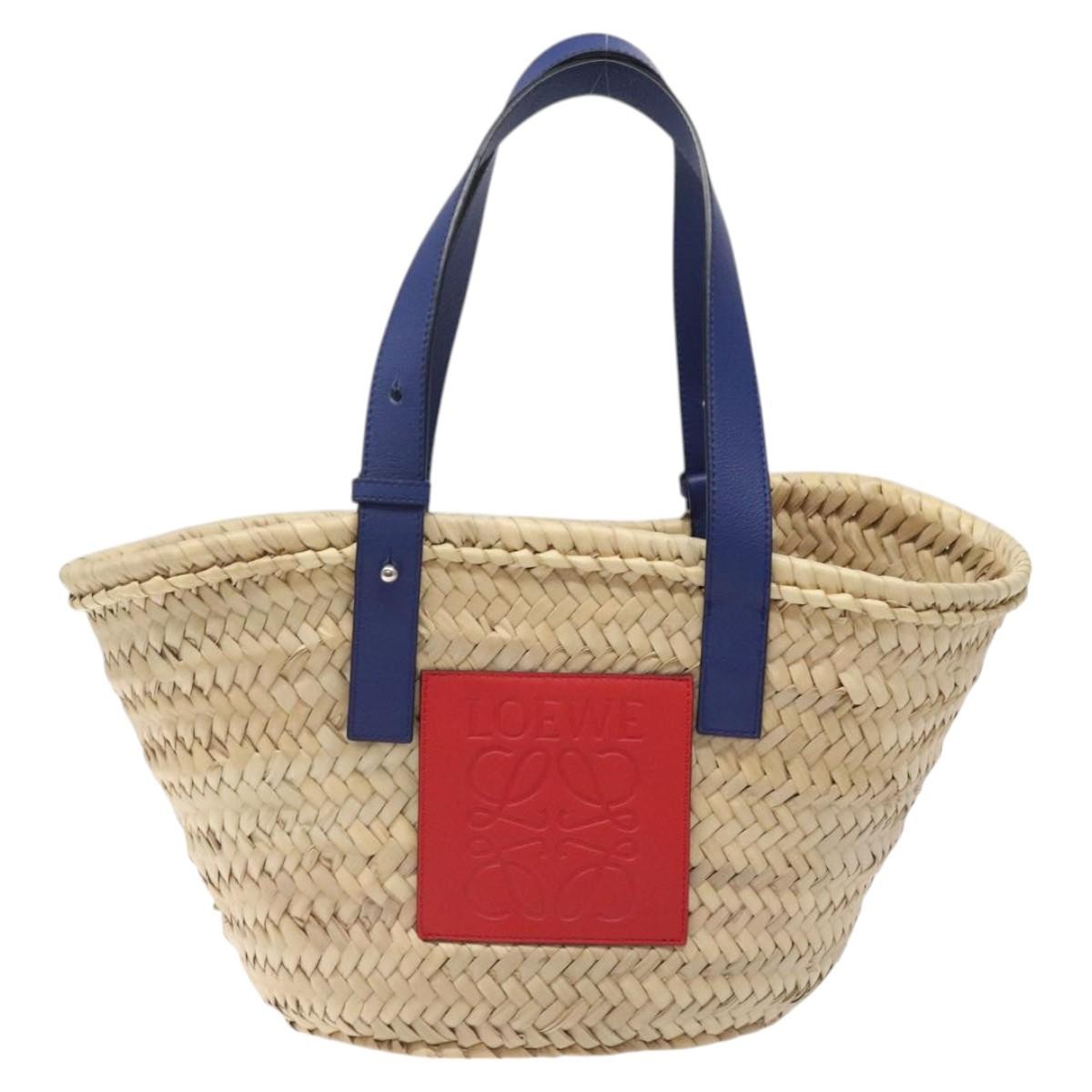 Loewe Basket Tote Raffia Beige Wood Bag (Pre-Owned)