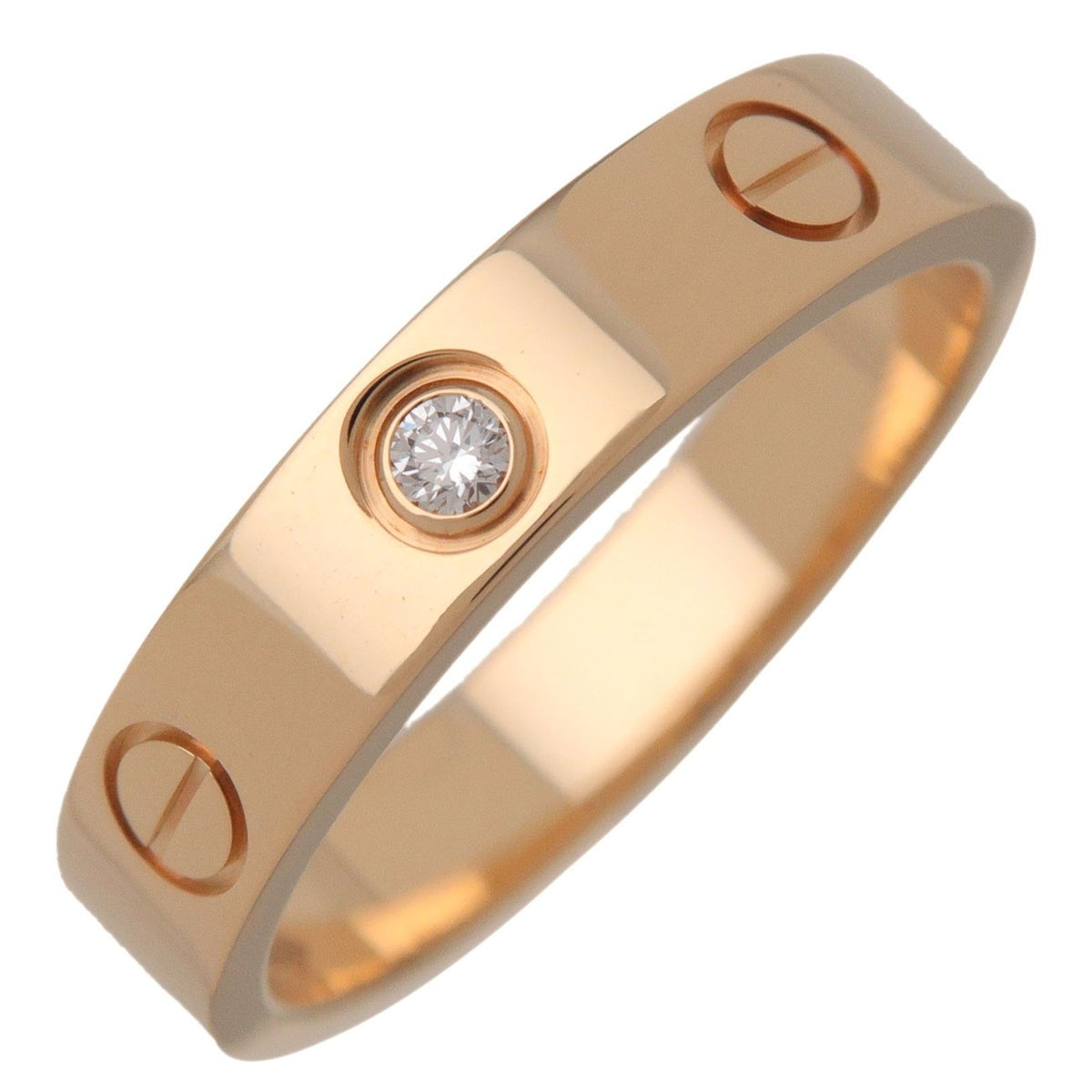 Cartier Love Wedding Band 1 Diamond 18K Rose Gold With Diamond Gold Yellow_Gold Ring Jewelry (Pre-Owned)