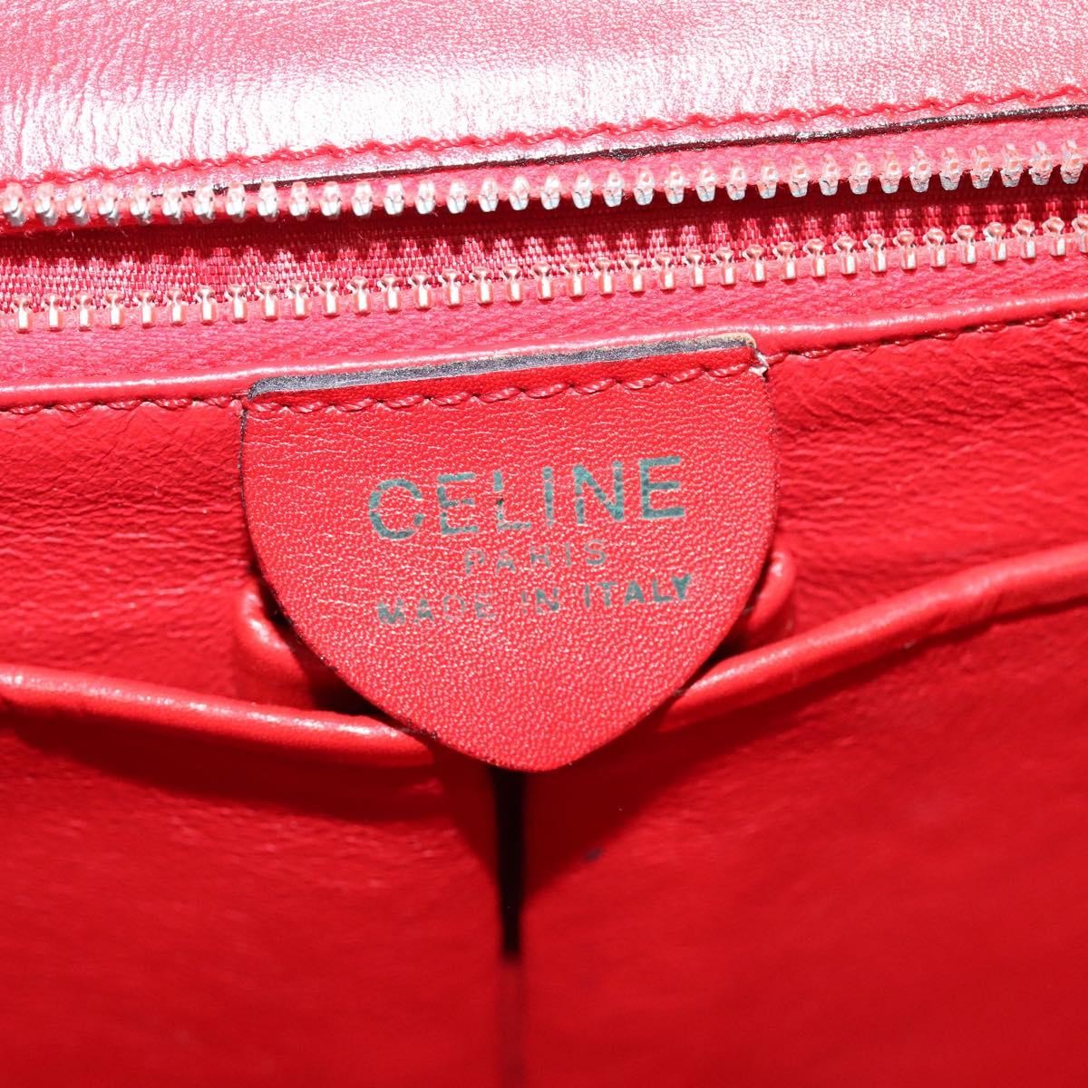 Celine Vintage Triomphe Shoulder Leather Red Leather Shoulder Bag Bag (Pre-Owned)