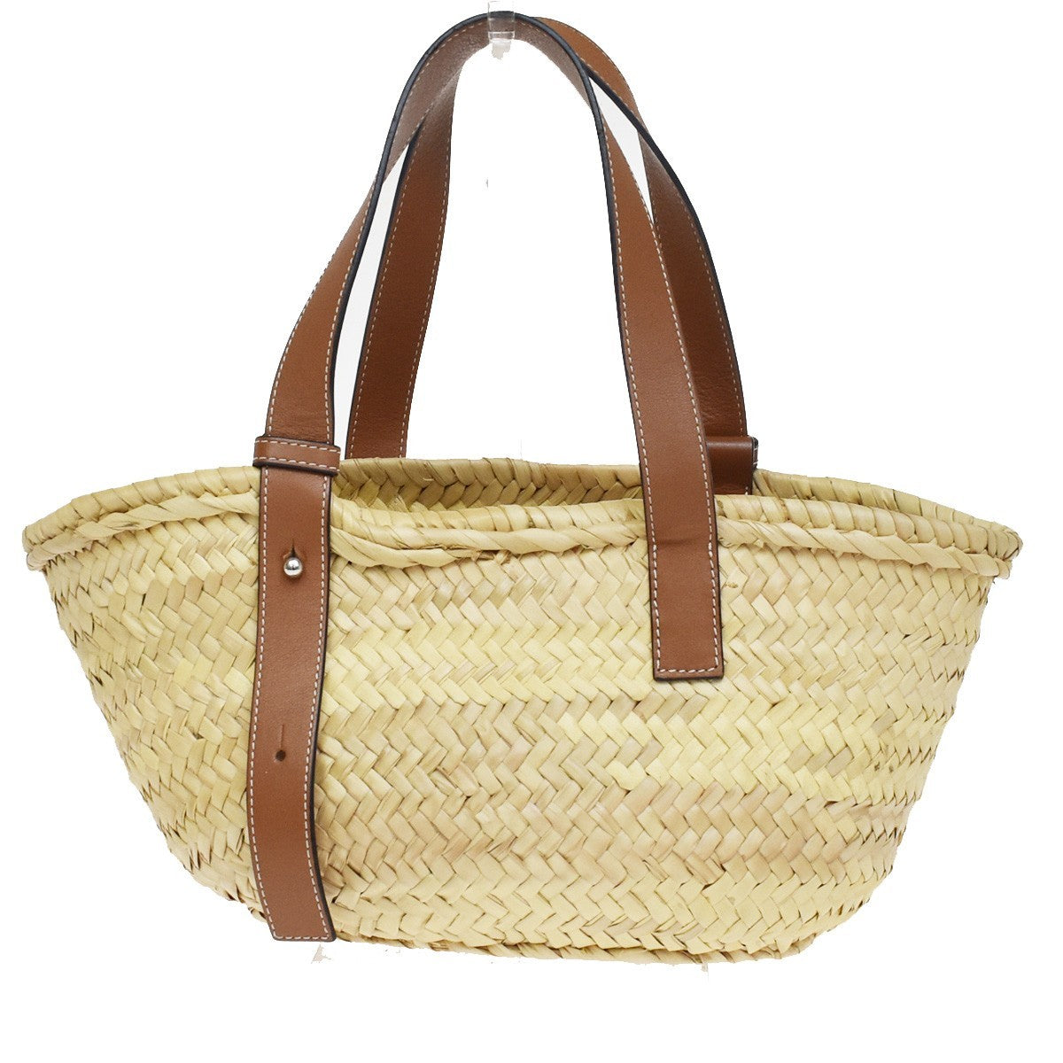 Loewe Basket Woven Raffia With Applique Beige Wicker Tote Bag Bag (Pre-Owned)