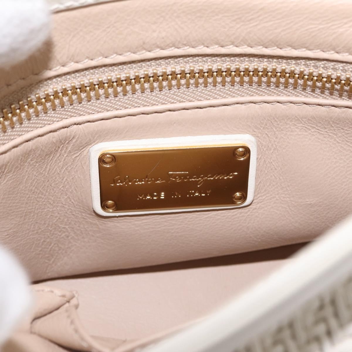 Salvatore Ferragamo Sofia Satchel Woven Leather White Leather Handbag (Pre-Owned)
