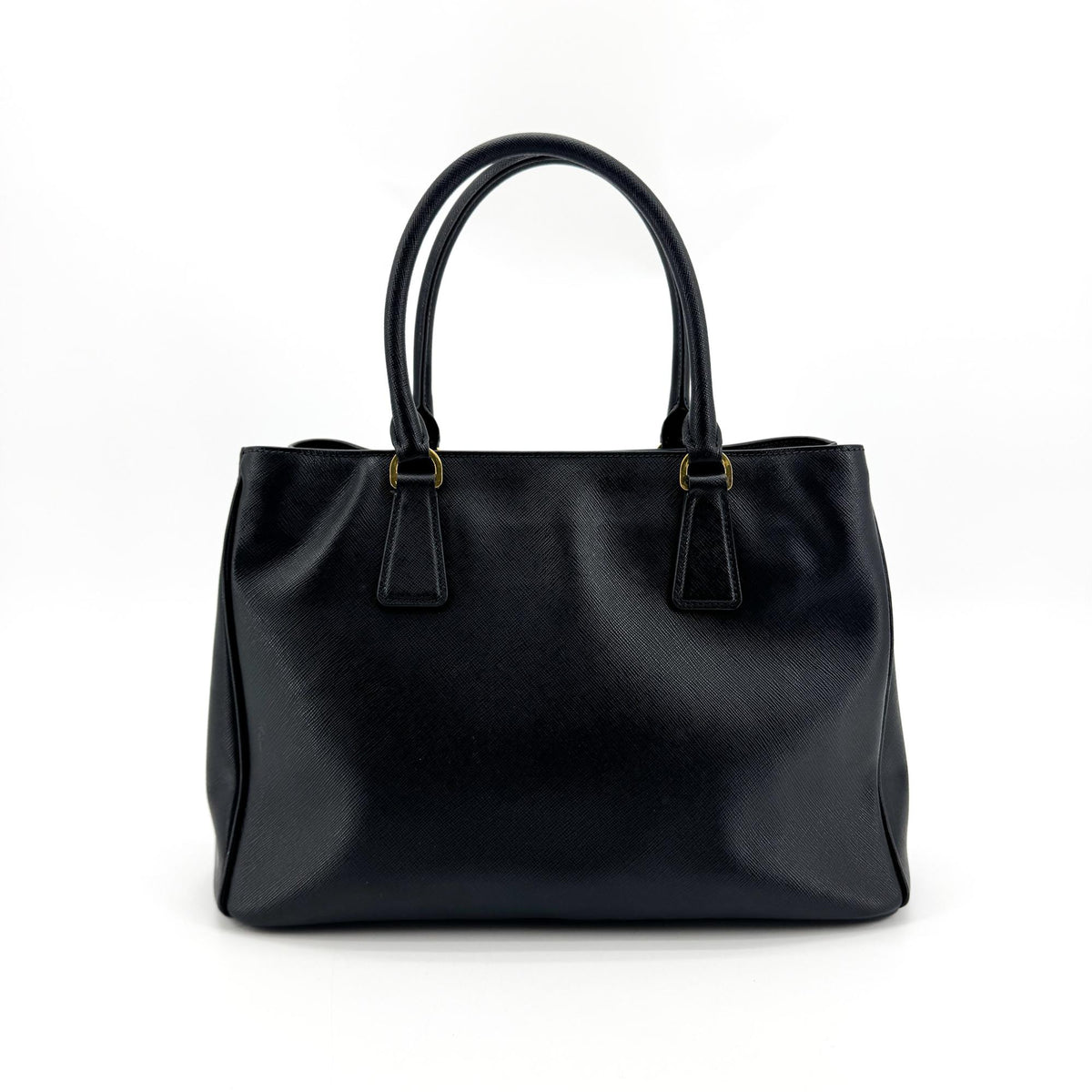 Prada Galleria Strap Leather Black Leather Handbag (Pre-Owned)