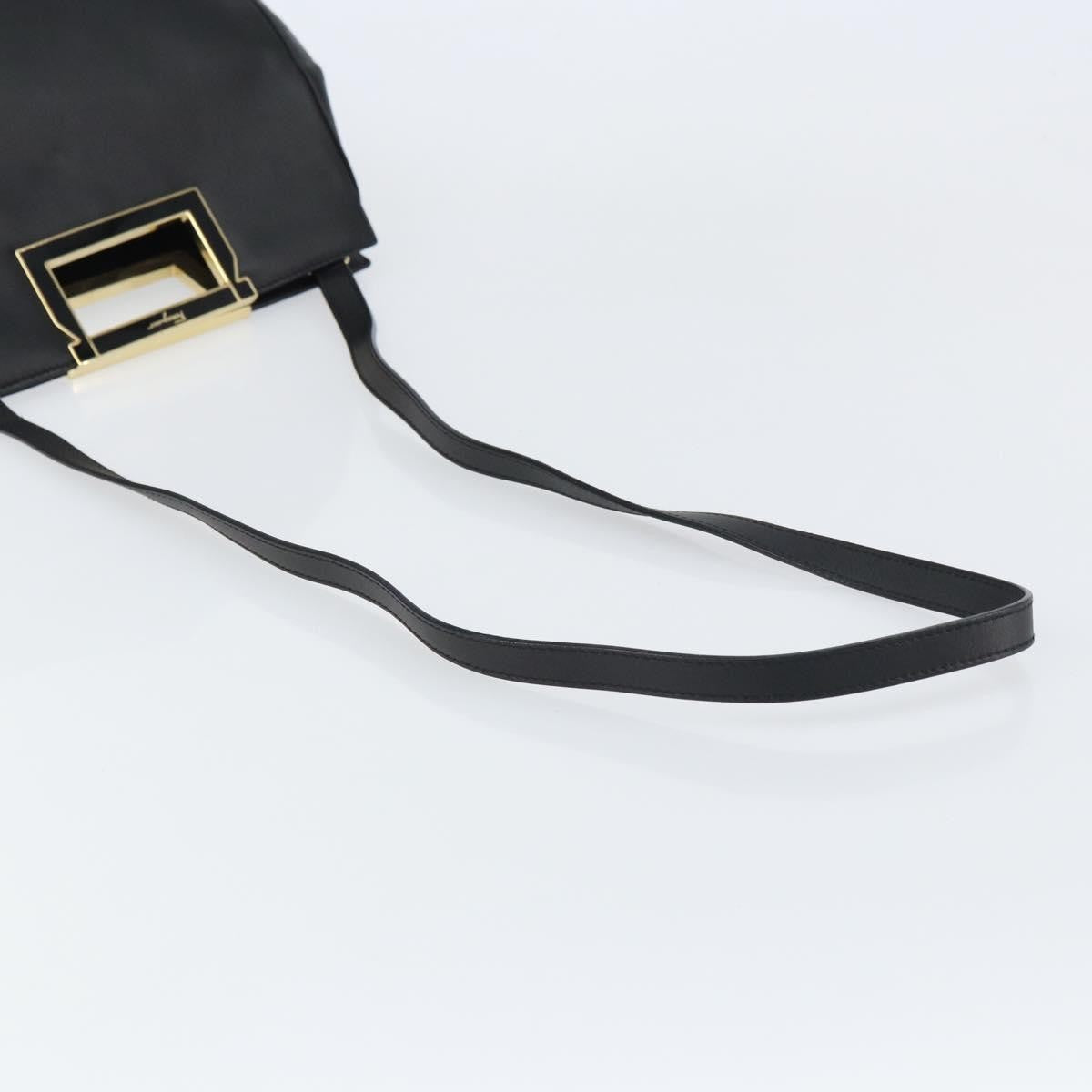 Salvatore Ferragamo Gancini Leather Black Leather Shoulder Bag Bag (Pre-Owned)