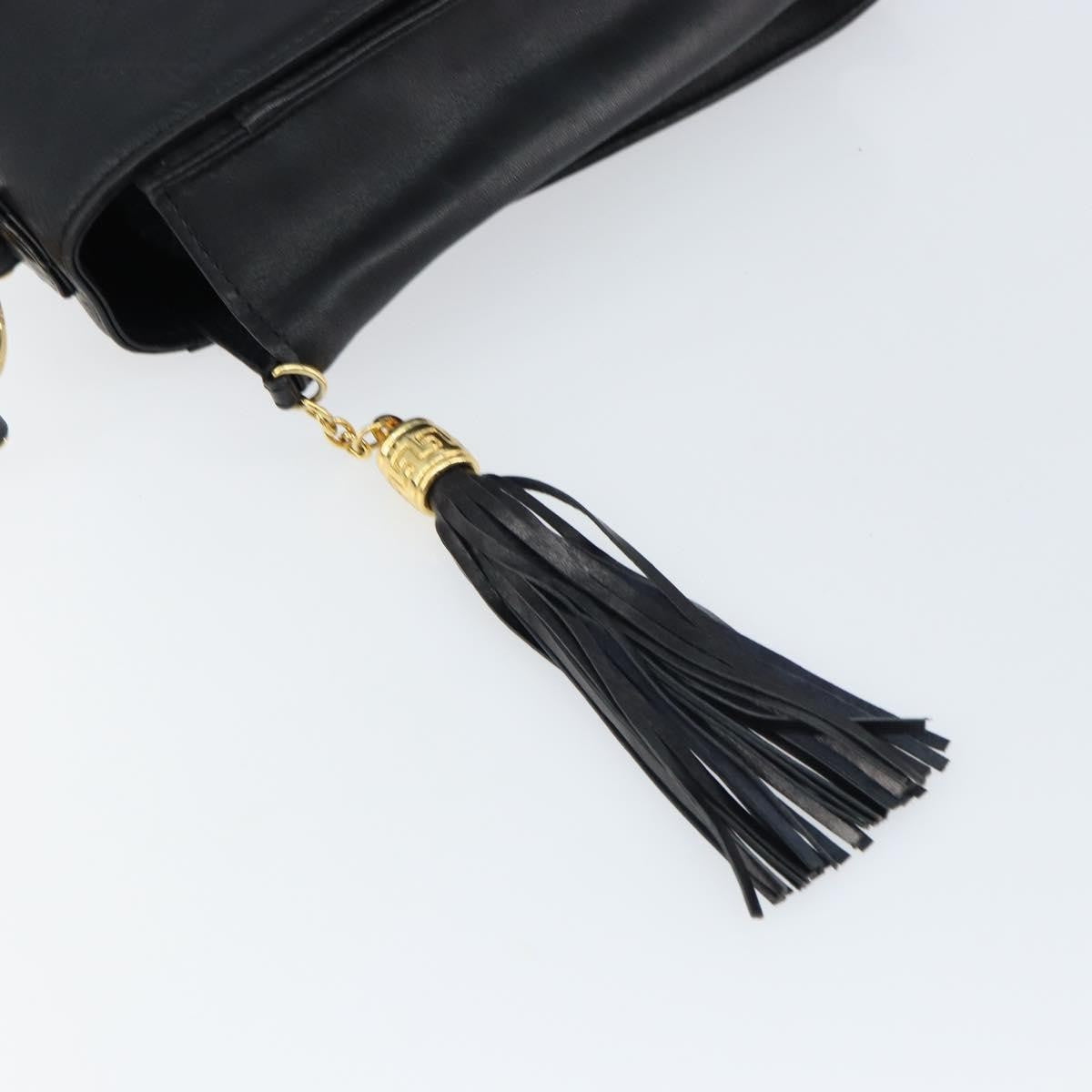 Versace Vintage Leather Black Leather Handbag (Pre-Owned)