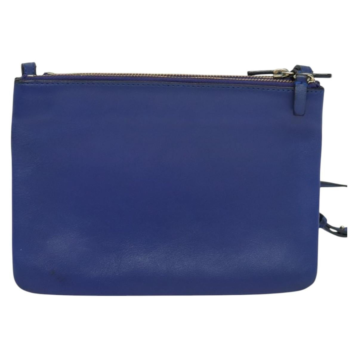Celine Trio Leather Blue Leather Shoulder Bag Bag (Pre-Owned)