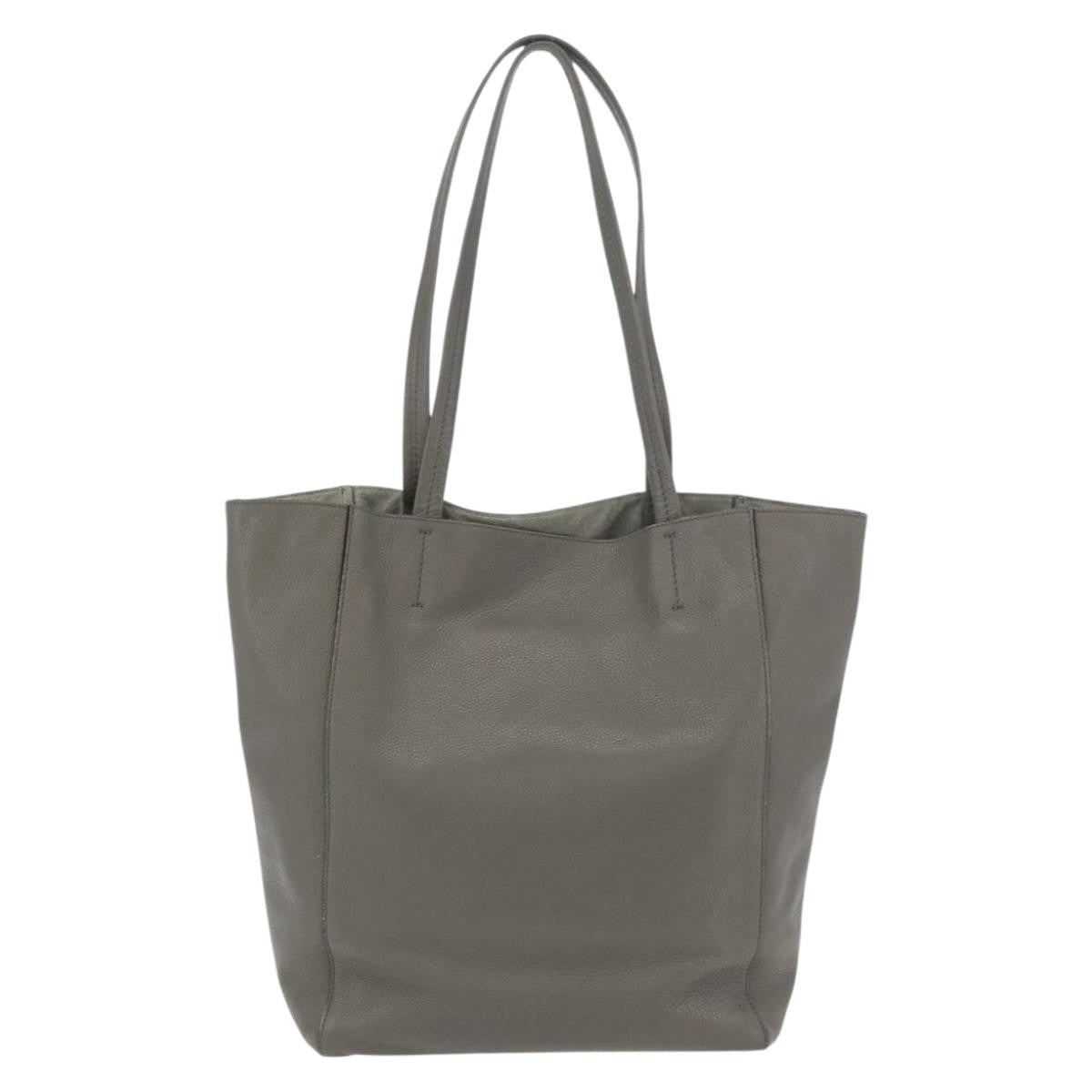 Celine Phantom Cabas Tote Leather Gray Leather Tote Bag Bag (Pre-Owned)
