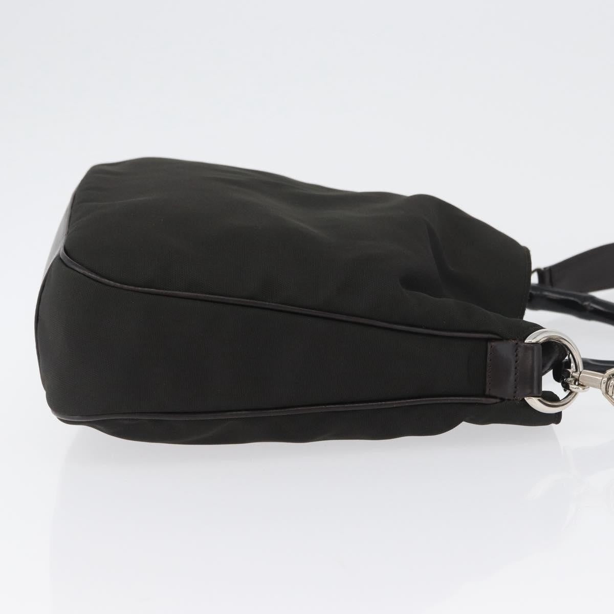 Gucci Vintage Bamboo Handle Nylon Black Nylon Handbag (Pre-Owned)