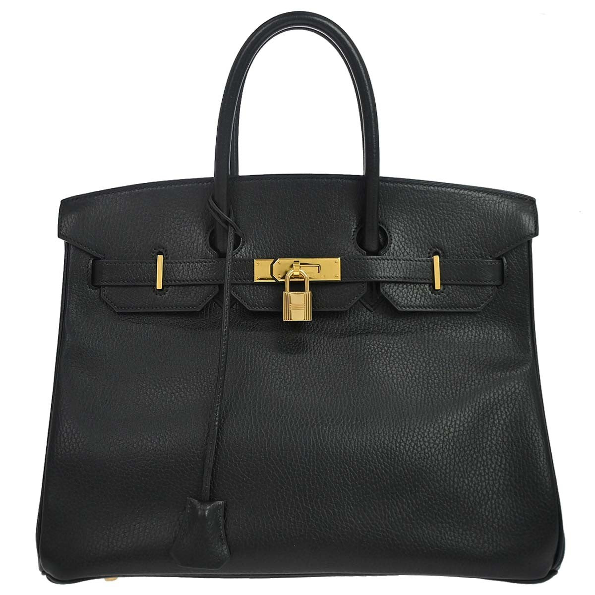 Hermes Birkin Black Ardennes With Gold Hardware Black Leather Handbag (Pre-Owned)