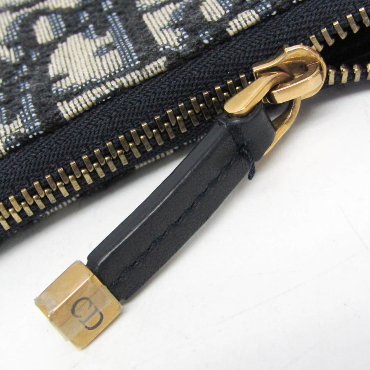 Christian Dior Vintage Saddle Zip Coin Purse Diorissimo Canvas Navy Canvas Clutche & Pouche Bag (Pre-Owned)