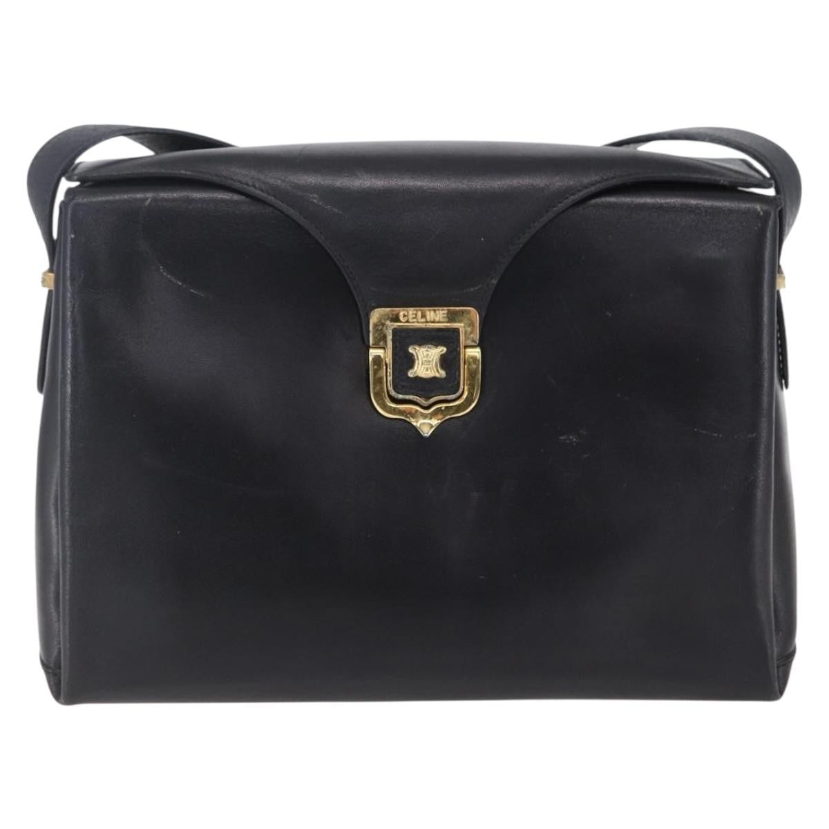 Celine Vintage Leather Black Leather Shoulder Bag Bag (Pre-Owned)