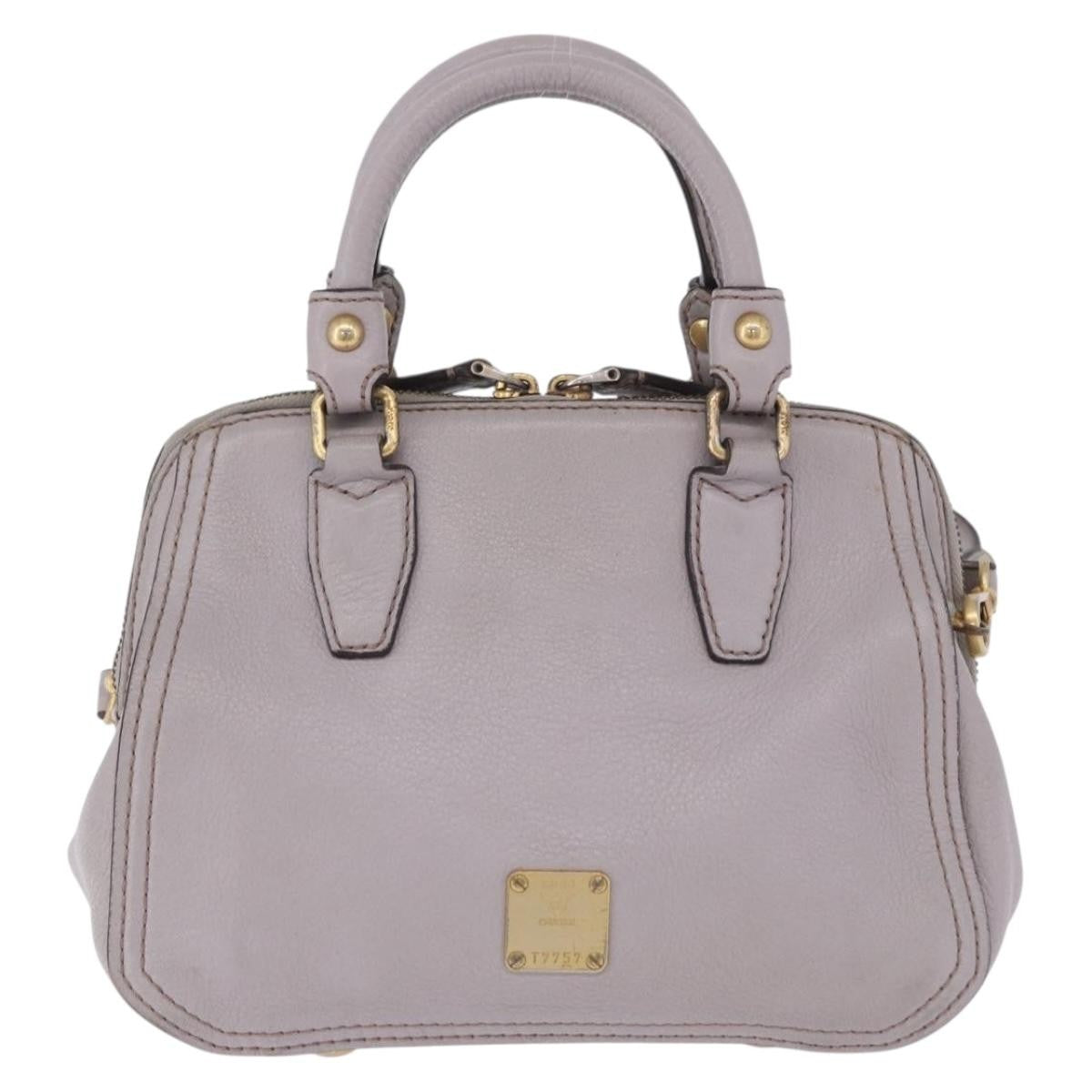MCM Vintage Leather Gray Leather Handbag (Pre-Owned)