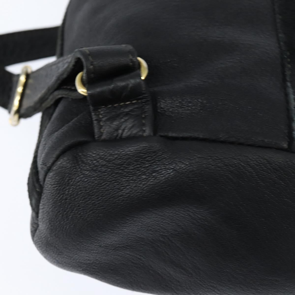 Fendi Logo Flap Drawstring Leather Black Leather Backpack Bag (Pre-Owned)