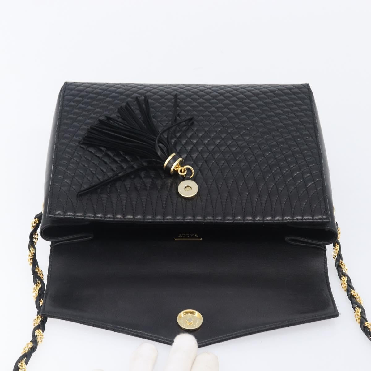Bally Vintage Chain Quilted Leather Black Leather Shoulder Bag Bag (Pre-Owned)