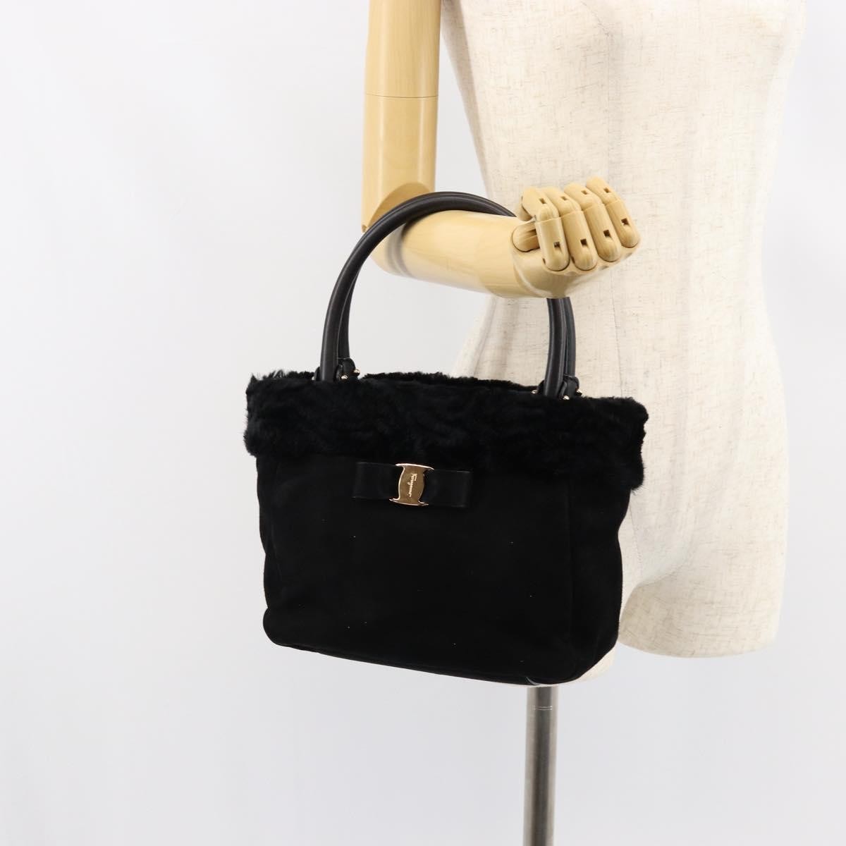 Salvatore Ferragamo Vala Suede Black Suede Handbag (Pre-Owned)