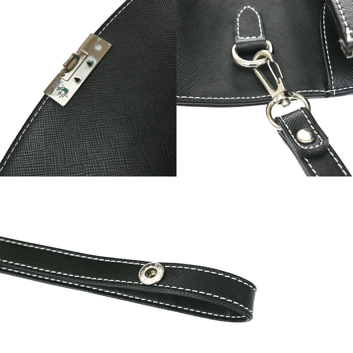 Saint Laurent Front Logo Plaque Convertible Clutch Leather Black Leather Clutche & Pouche Bag (Pre-Owned)