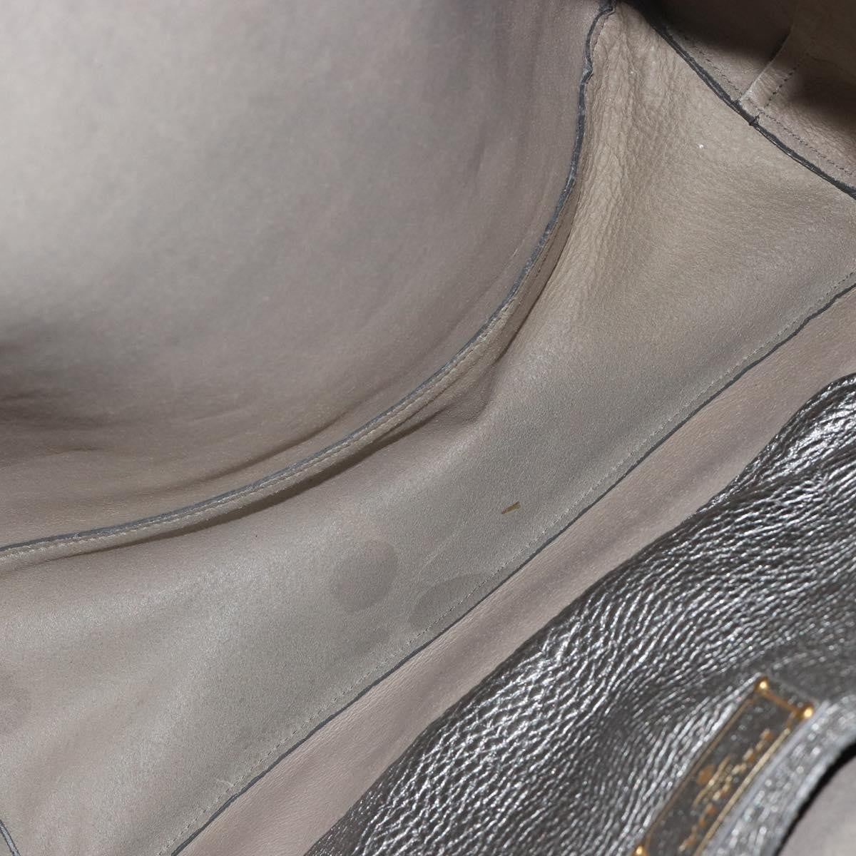 Prada Vintage Tote Leather Silver Leather Tote Bag Bag (Pre-Owned)