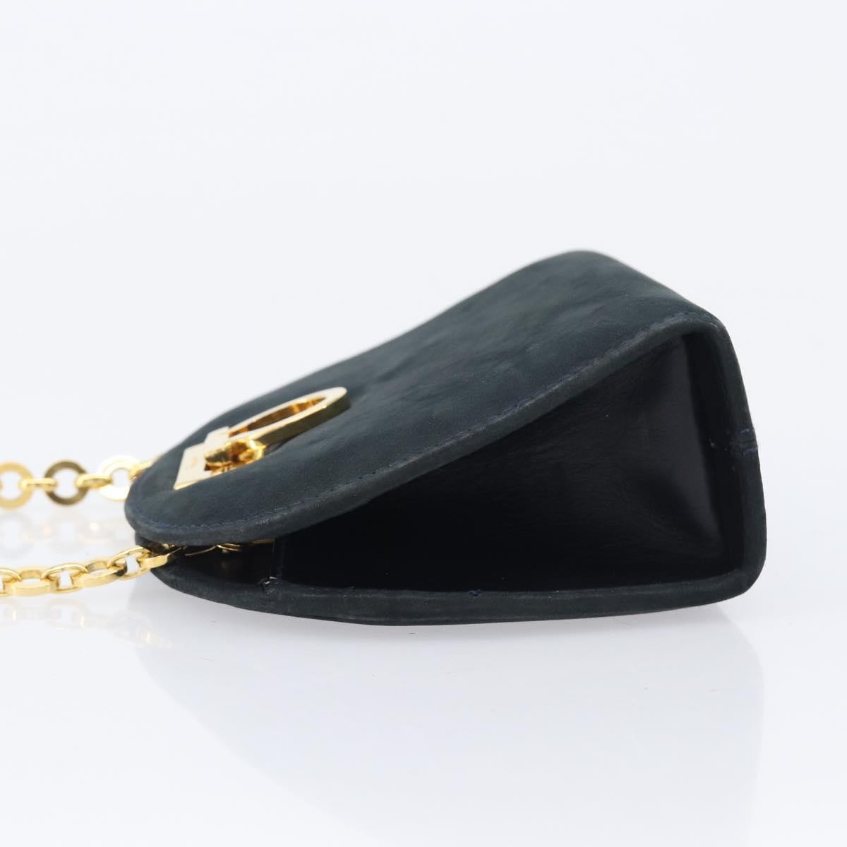 Salvatore Ferragamo Vintage Gancini Chain Suede Black Suede Shoulder Bag Bag (Pre-Owned)