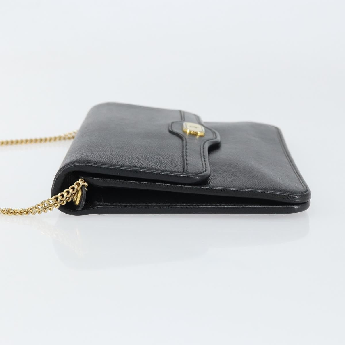 Christian Dior Vintage Cd Chain Flap Leather Black Leather Shoulder Bag Bag (Pre-Owned)