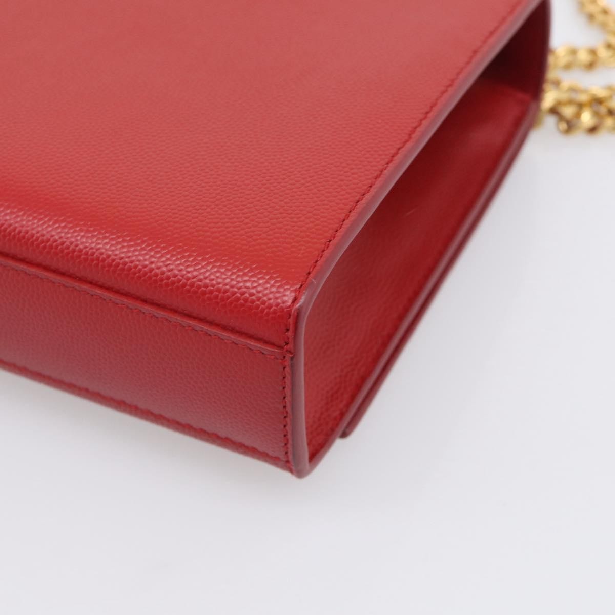 Saint Laurent Classic Monogram Flap Chain Leather Red Leather Crossbody Bag Bag (Pre-Owned)