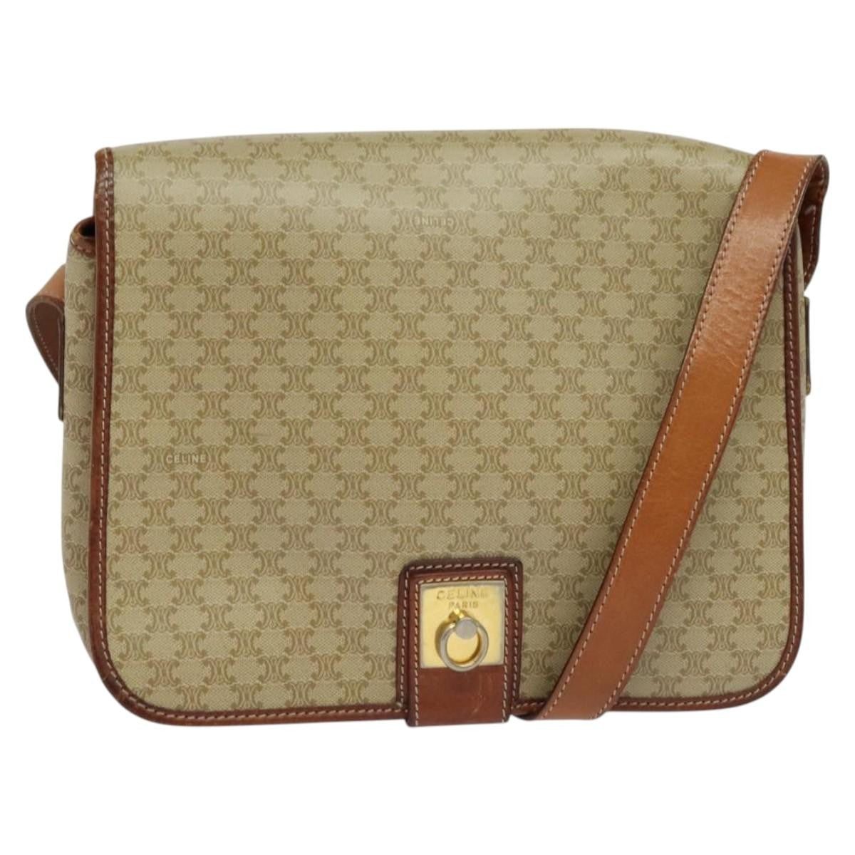 Celine Vintage Macadam Canvas And Leather Beige Canvas Shoulder Bag Bag (Pre-Owned)