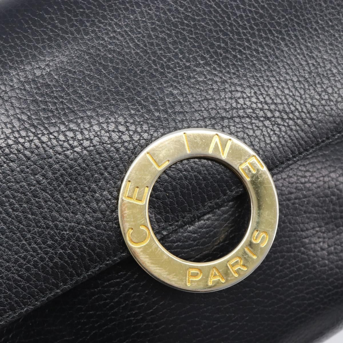 Celine Vintage Circle Logo Leather Black Leather Crossbody Bag Bag (Pre-Owned)