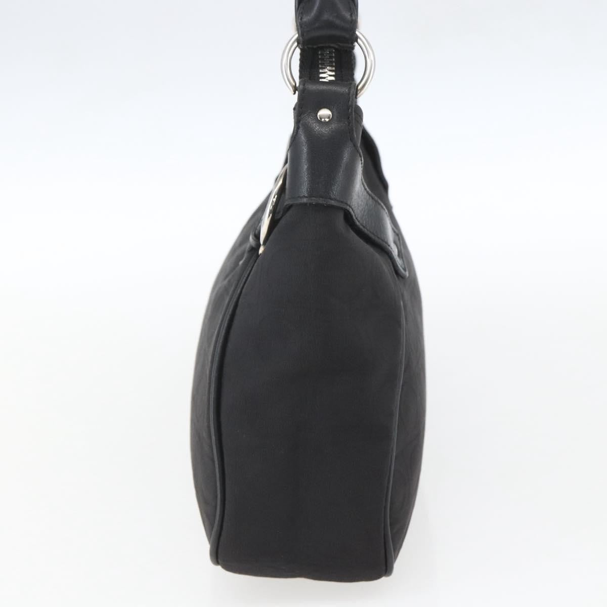 Salvatore Ferragamo Vintage Gancini Hobo Leather Black Canvas Shoulder Bag Bag (Pre-Owned)