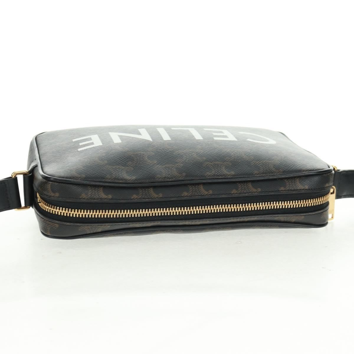 Celine Logo Messenger Triomphe Coated Canvas Black Pvc Shoulder Bag Bag (Pre-Owned)