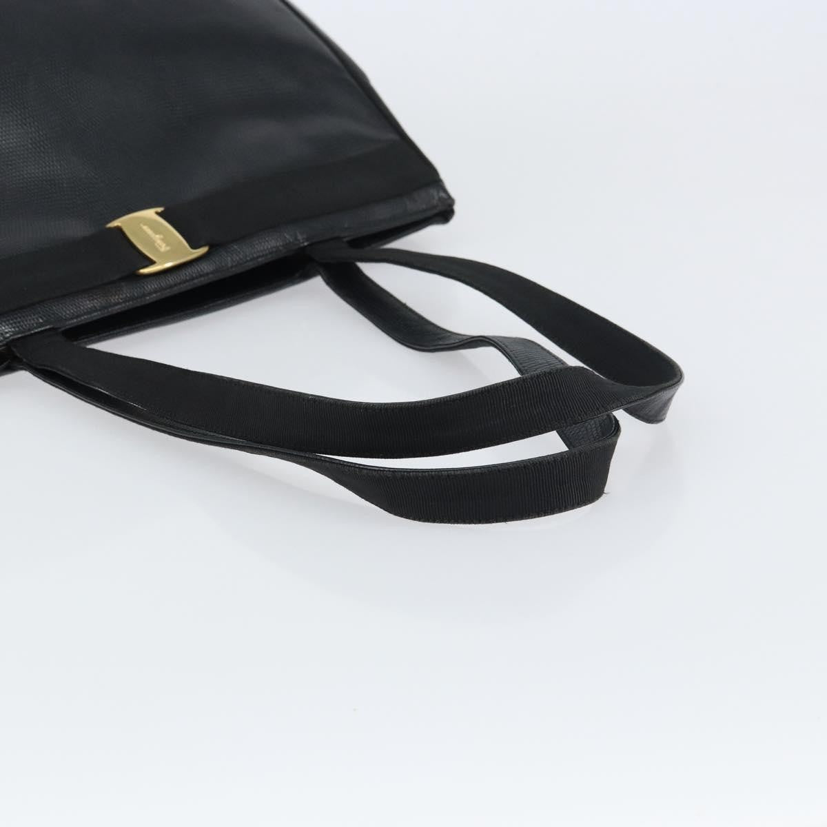 Salvatore Ferragamo Vintage Vara Bow Lizard Embossed Leather Black Leather Tote Bag Bag (Pre-Owned)
