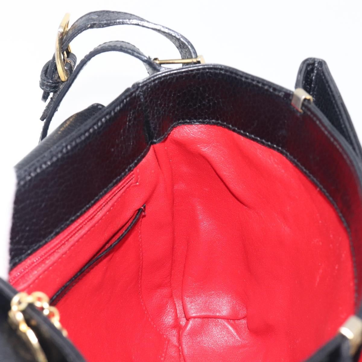 Celine Vintage Circle Logo Leather Black Leather Crossbody Bag Bag (Pre-Owned)