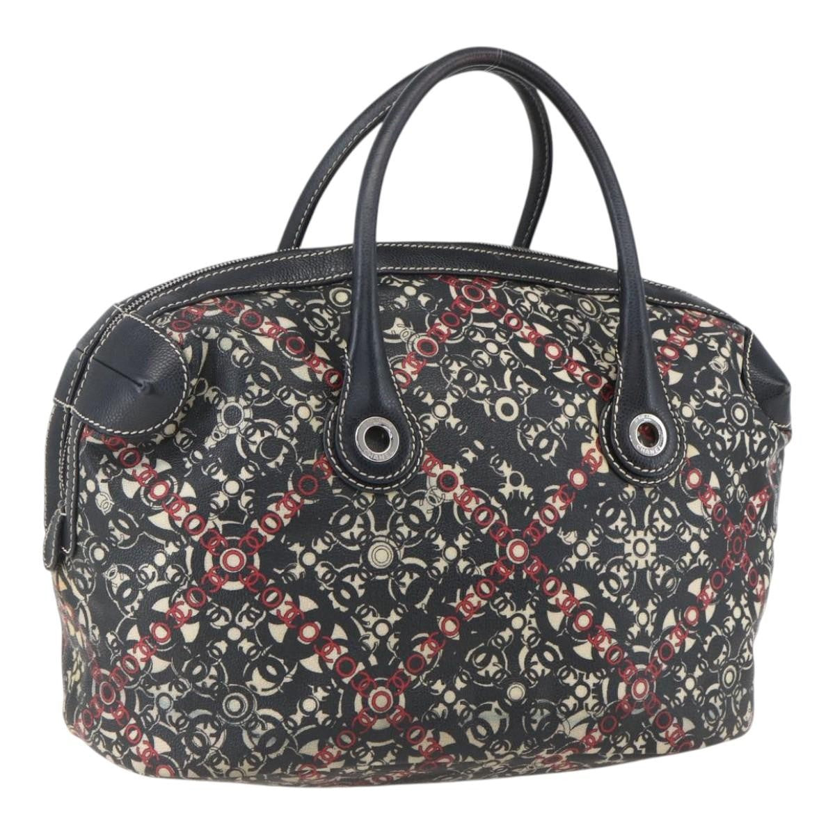 Chanel Optic Coco Bowler Printed Coated Canvas With Caviar Black Pvc Travel Bag Bag (Pre-Owned)