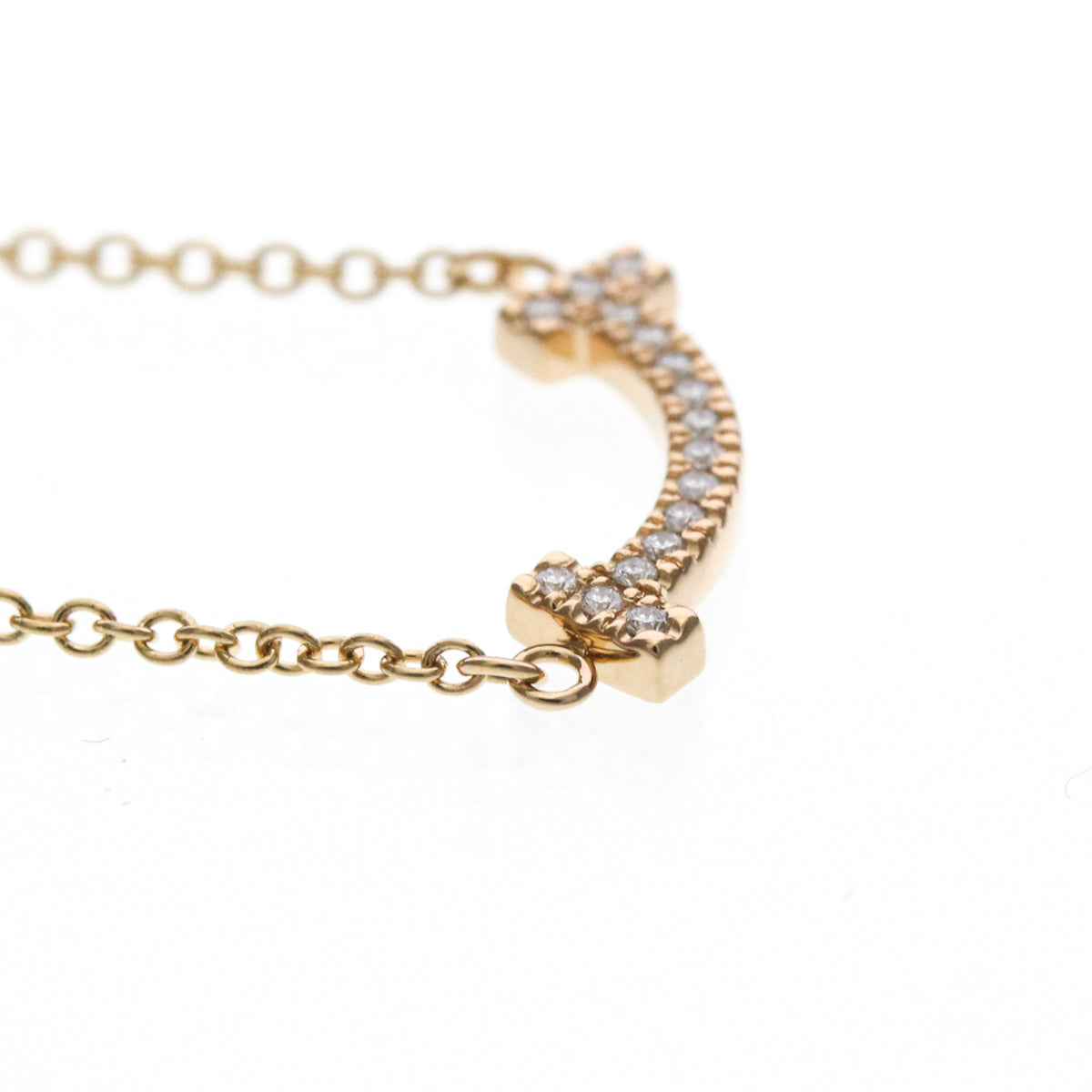 Tiffany & Co. T Smile Pendant 18K Rose Gold And Diamonds Gold Pink_Gold Necklace Jewelry (Pre-Owned)