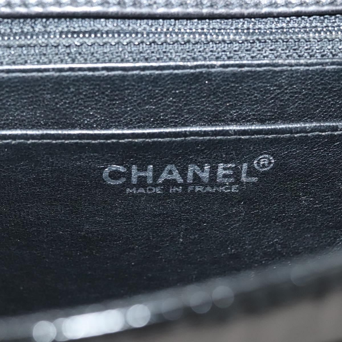 Chanel Vintage Mademoiselle Flap Quilted Canvas With Patent Black Canvas Shoulder Bag Bag (Pre-Owned)