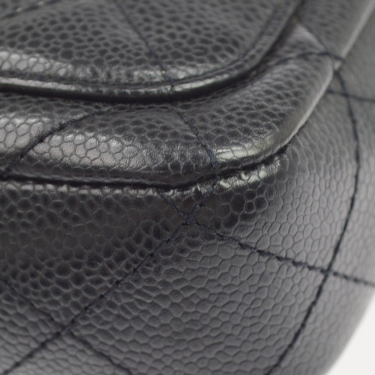 Chanel Vintage Shoulder Bag Quilted Caviar Black Leather Shoulder Bag Bag (Pre-Owned)