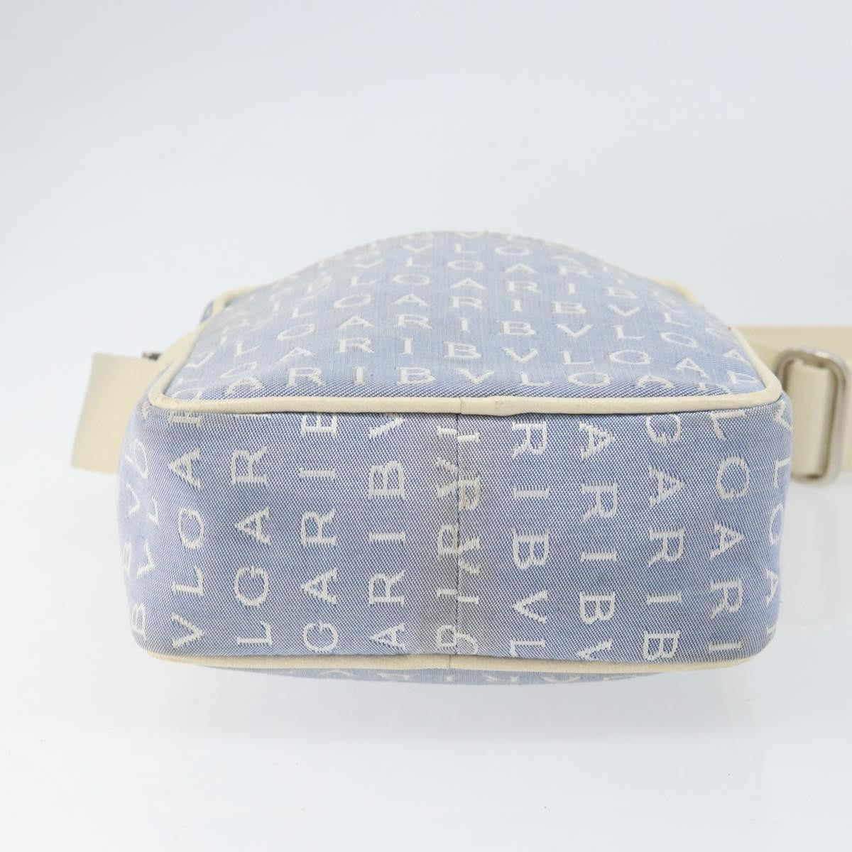Bvlgari Logomania Canvas With Leather Blue Canvas Shoulder Bag Bag (Pre-Owned)
