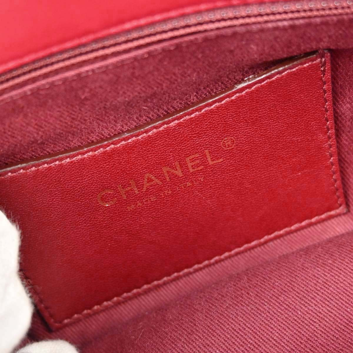 Chanel Just Mademoiselle Quilted Lambskin Red Leather Handbag (Pre-Owned)