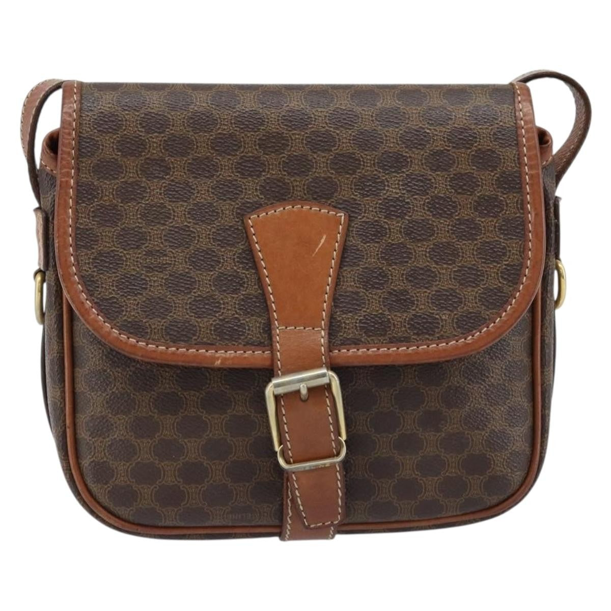 Celine Vintage Macadam Canvas And Leather Brown Pvc Shoulder Bag Bag (Pre-Owned)