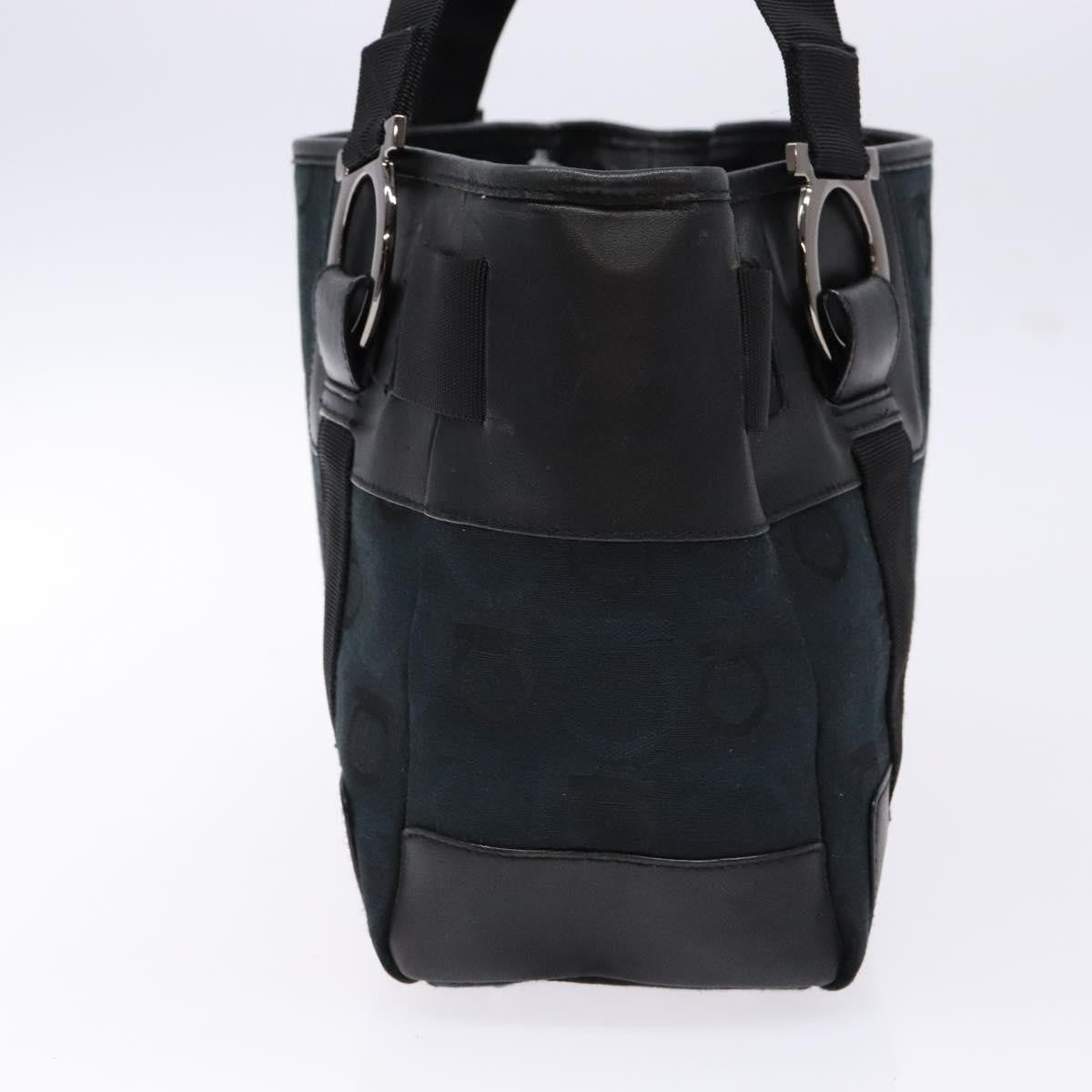 Salvatore Ferragamo Gancini Tote Canvas Black Canvas Tote Bag Bag (Pre-Owned)