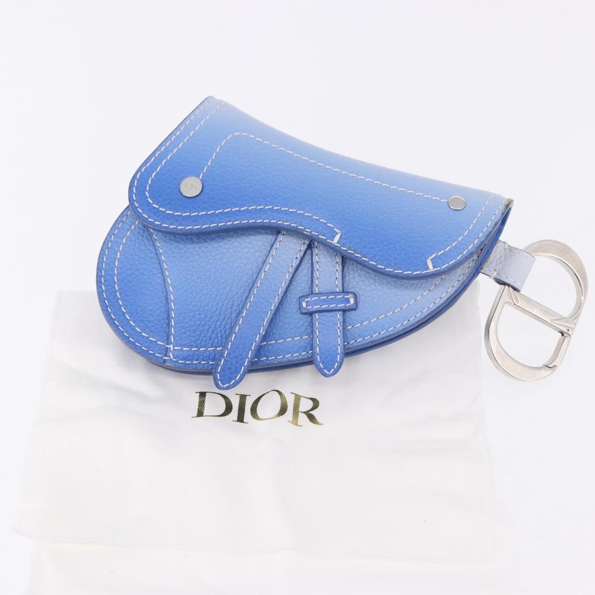 Christian Dior Saddle Wristlet Clutch Leather Blue Leather Clutche & Pouche Bag (Pre-Owned)