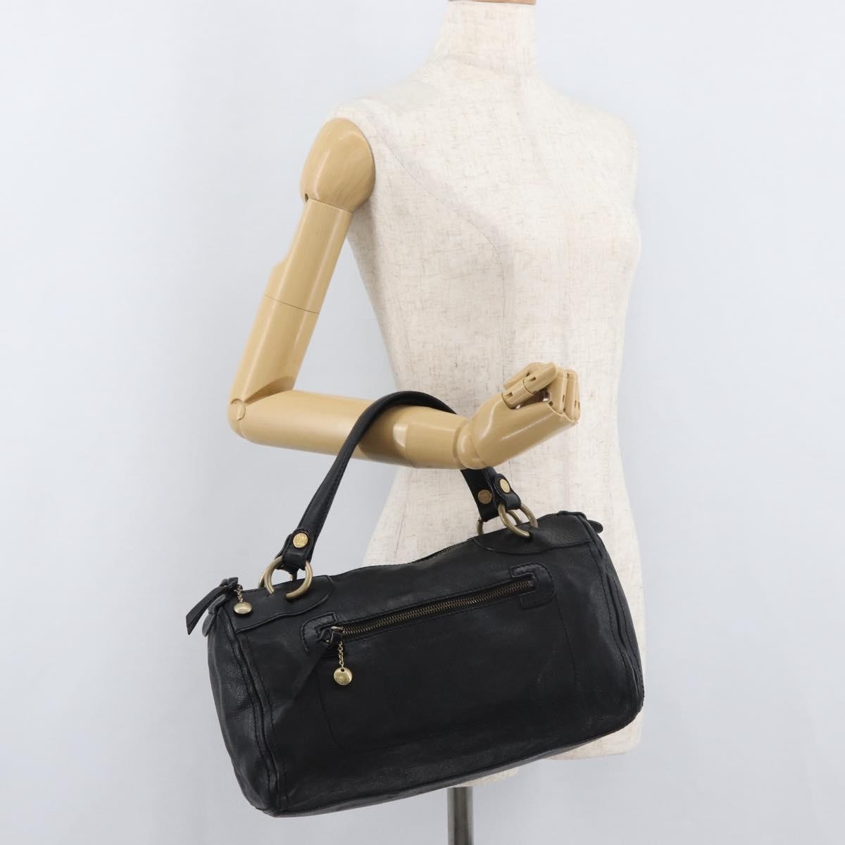 Celine Vintage Leather Black Leather Handbag (Pre-Owned)
