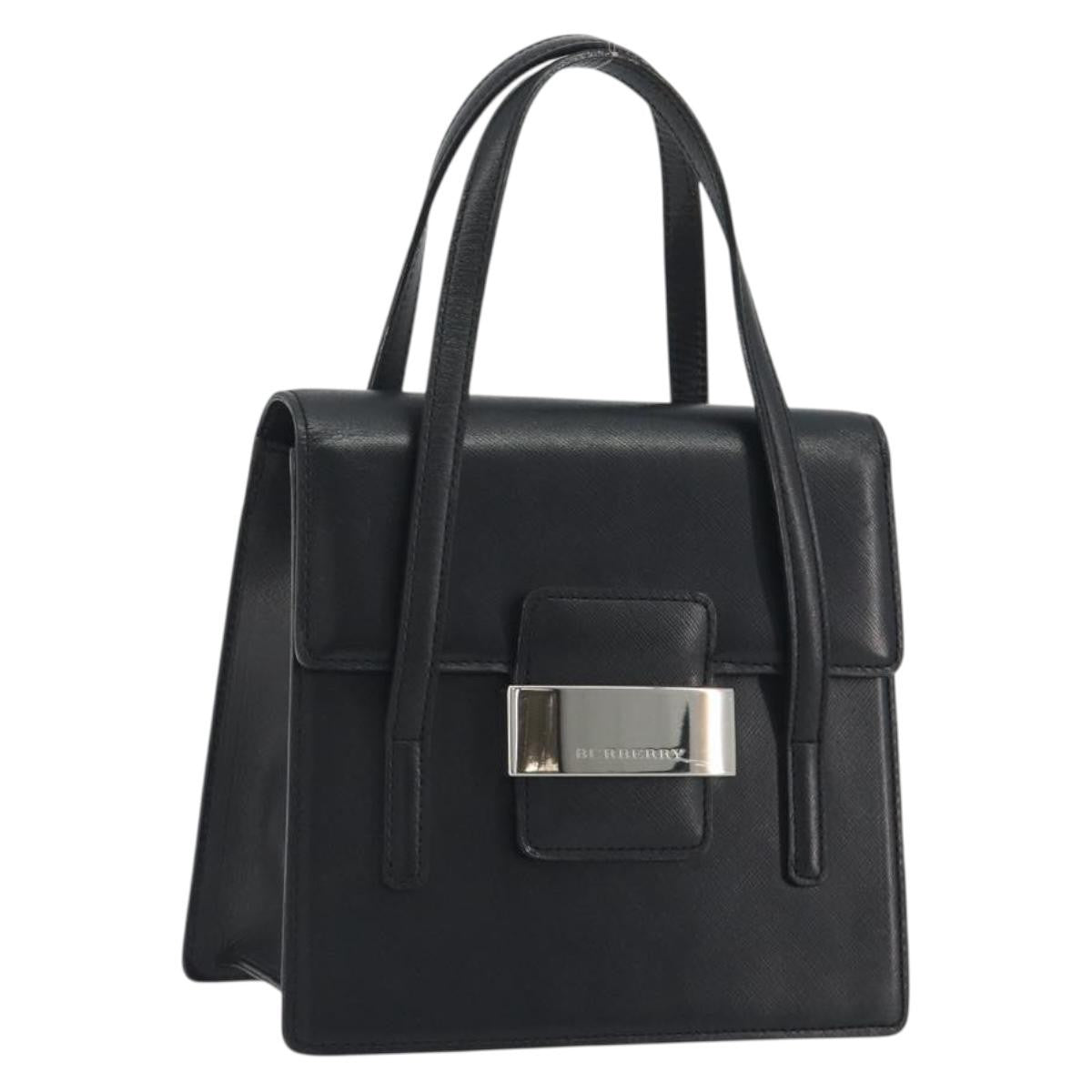 Burberry Vintage Leather Black Leather Handbag (Pre-Owned)