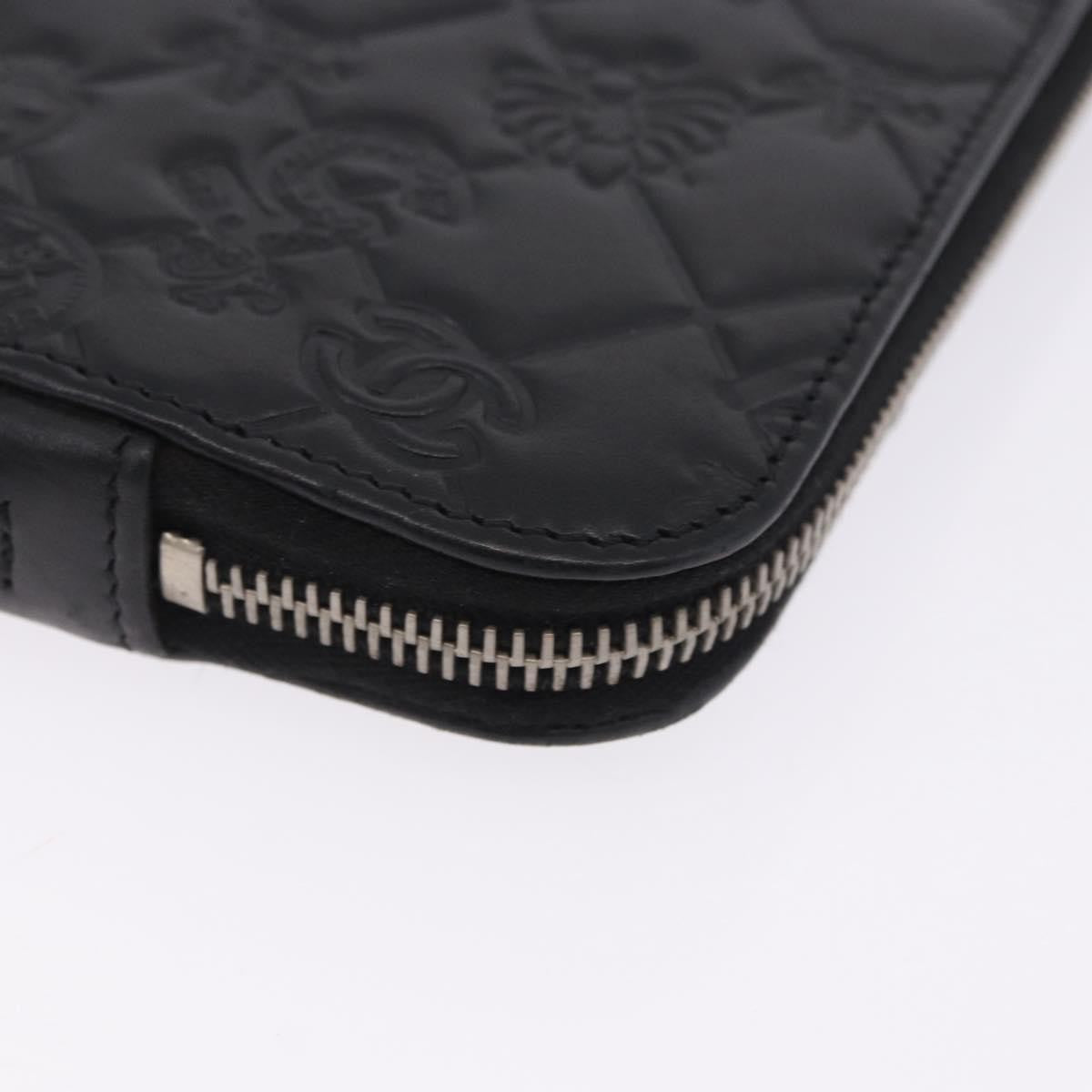 Chanel Zip Around Ipad Case Quilted Lambskin Black Leather Tech Accessory Accessory (Pre-Owned)