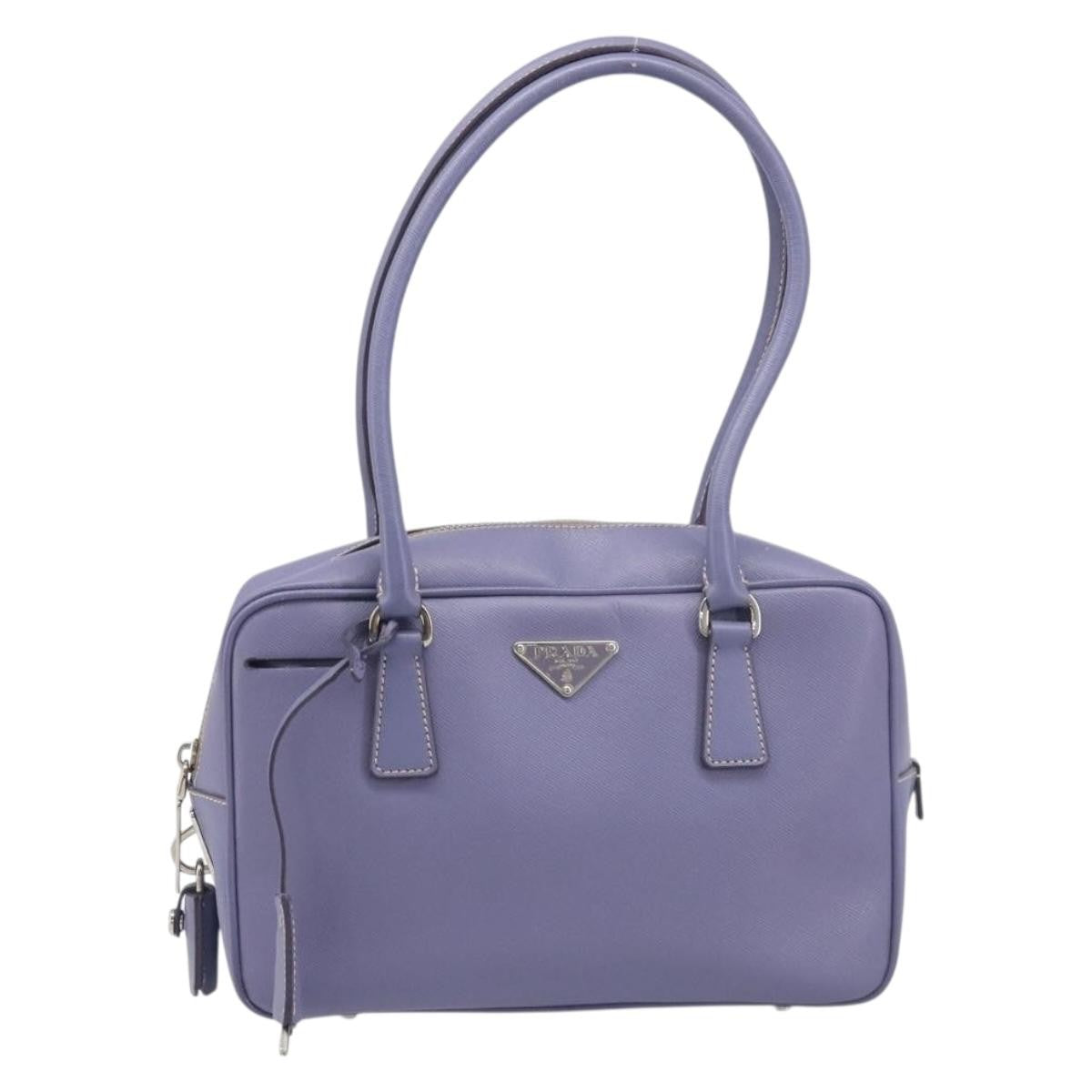 Prada Bauletto Saffiano Purple Leather Handbag (Pre-Owned)
