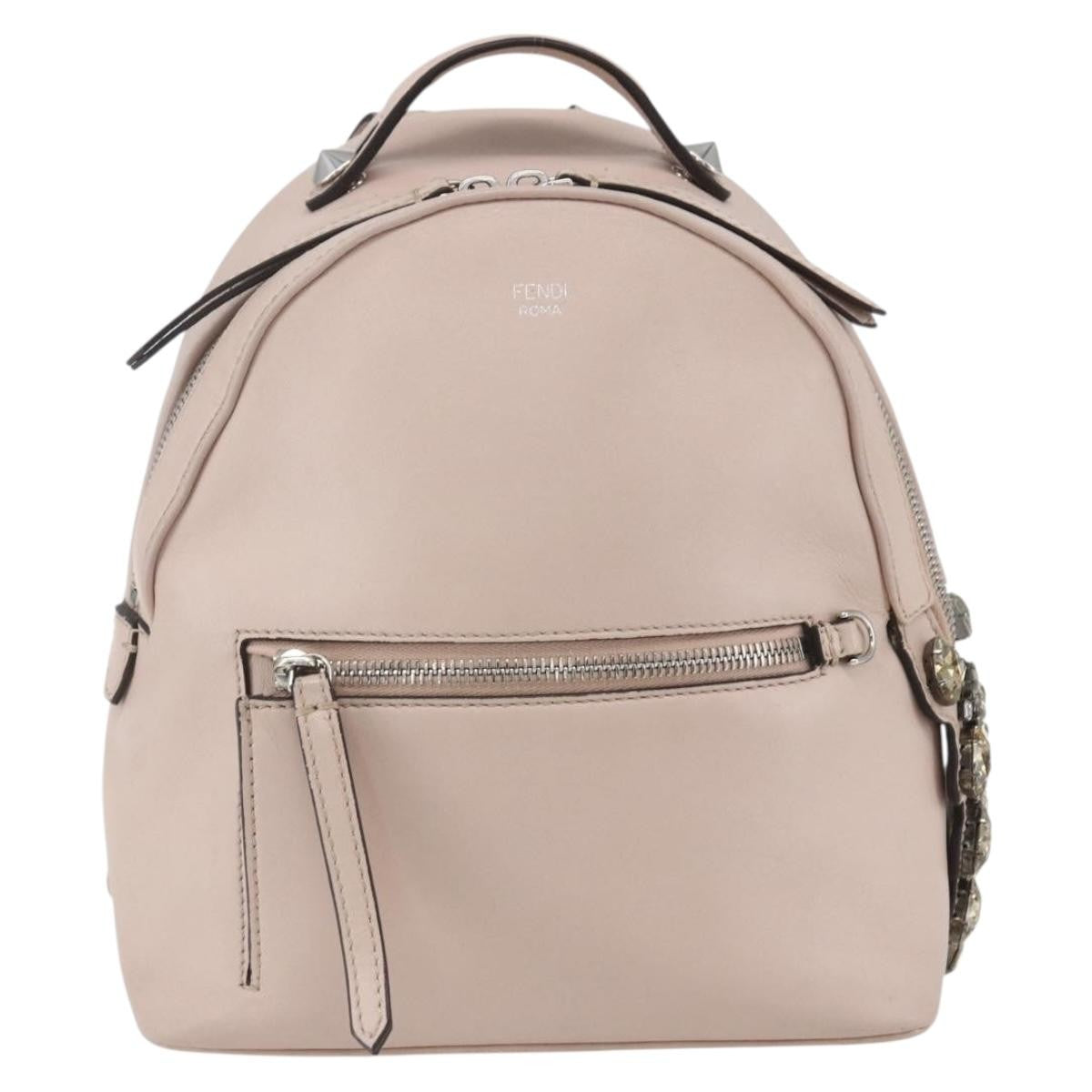 Fendi By The Way Leather Beige Leather Backpack Bag (Pre-Owned)