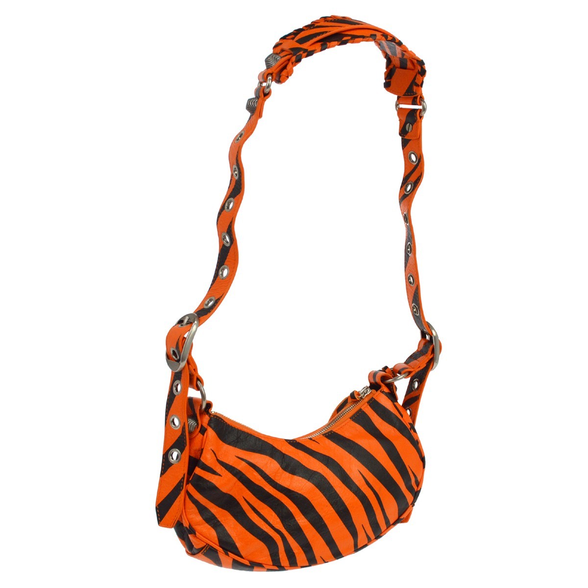 Balenciaga Le Cagole Giant Studs Printed Leather Orange Leather Shoulder Bag Bag (Pre-Owned)