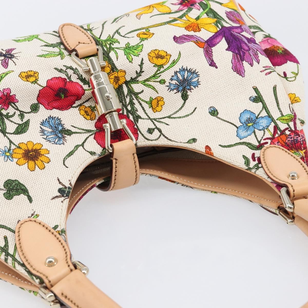 Gucci Joy Bardot Hobo Flora Canvas Multicolour Canvas Handbag (Pre-Owned)